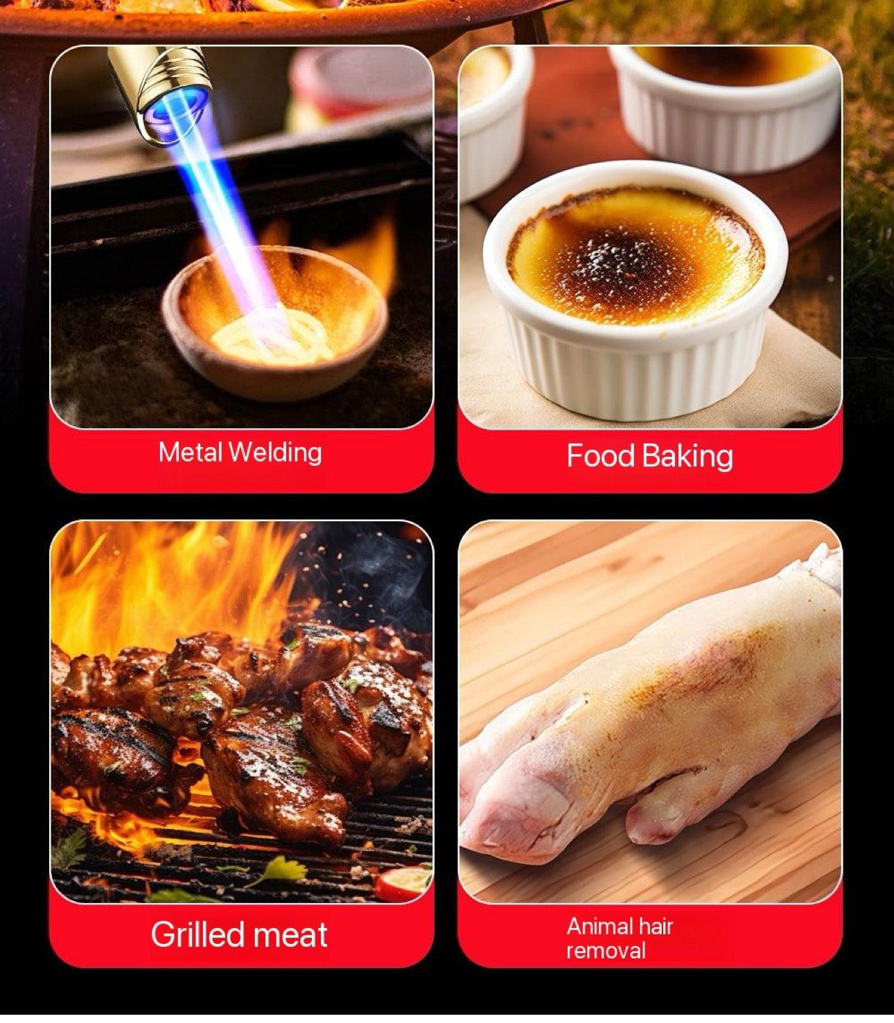 Camping BBQ Campfire Fire Starter Metal Lighter - Adjustable - Turbo Flame Windproof - Refillable Butane Jet Lighter for Survival Home Travel Outdoor Adventure Must have
