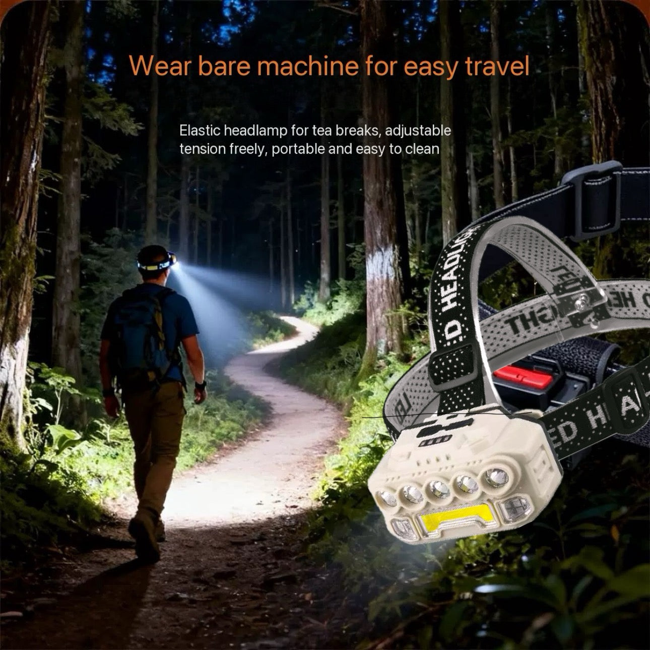 Super Bright Trekking Headlights XPE LED HeadLamp 5 Modes Motion Sensor Waterproof Headlight Farming Camping Red/White- Light Type C USB Head Lamp