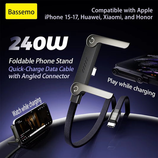 Game Stand Data Cable 240W | 2-in-1 Fast Charging Type-C with Mobile Stand