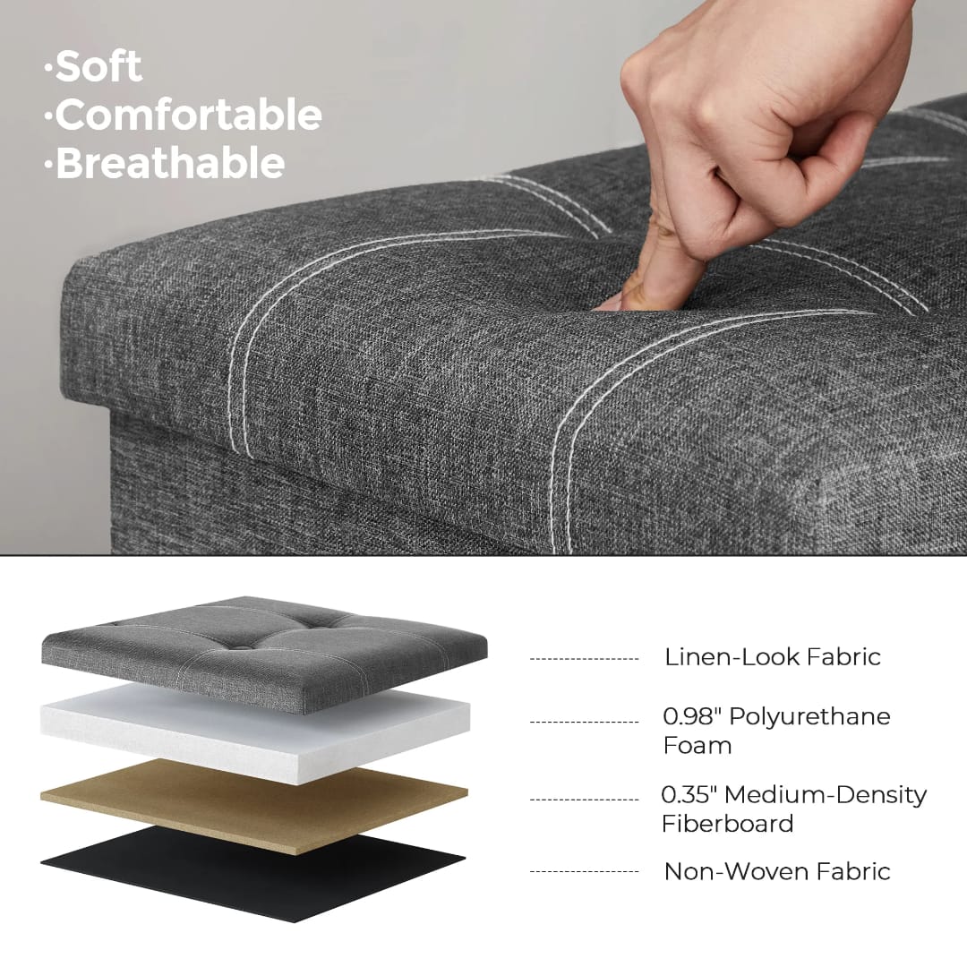 Multifunctional Double Storage Seater High Quality Environment Friendly Cotton Linen Wooden Frame Sponge Filled Adjustable Foldable Mini Sofa That You Can Take Everywhere