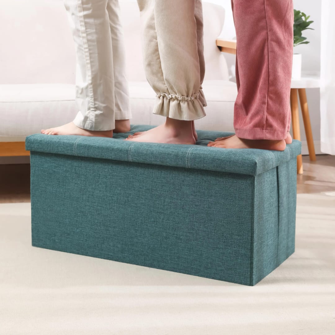 Multifunctional Double Storage Seater High Quality Environment Friendly Cotton Linen Wooden Frame Sponge Filled Adjustable Foldable Mini Sofa That You Can Take Everywhere