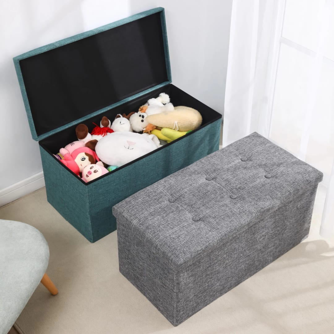 Multifunctional Double Storage Seater High Quality Environment Friendly Cotton Linen Wooden Frame Sponge Filled Adjustable Foldable Mini Sofa That You Can Take Everywhere