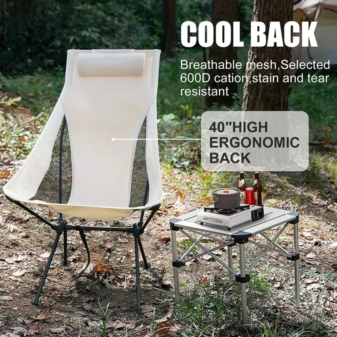 Super Portable Folding Camping Chair Light Weight Back Rest Moon Chair With Bag