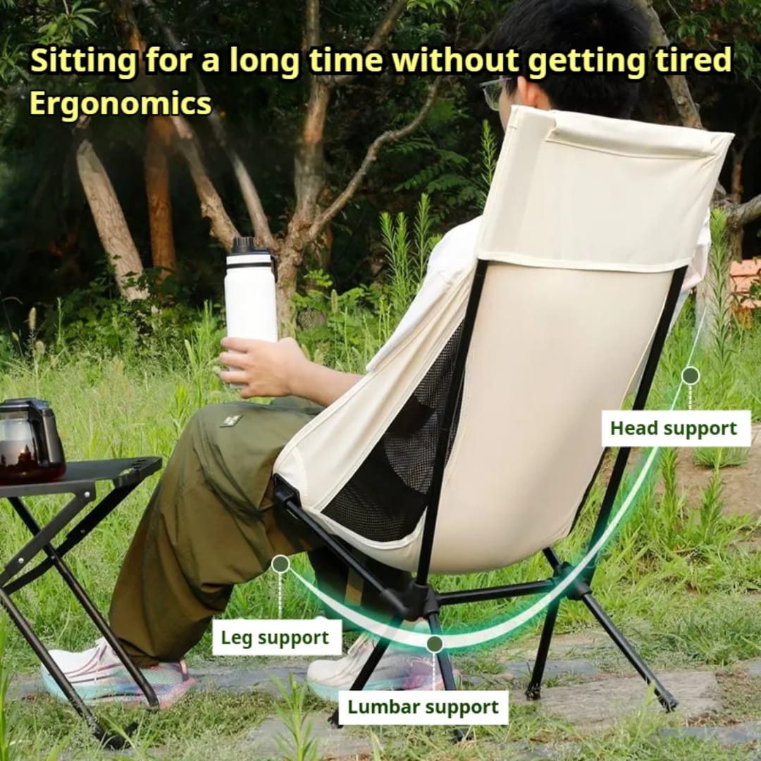 Super Portable Folding Camping Chair Light Weight Back Rest Moon Chair With Bag