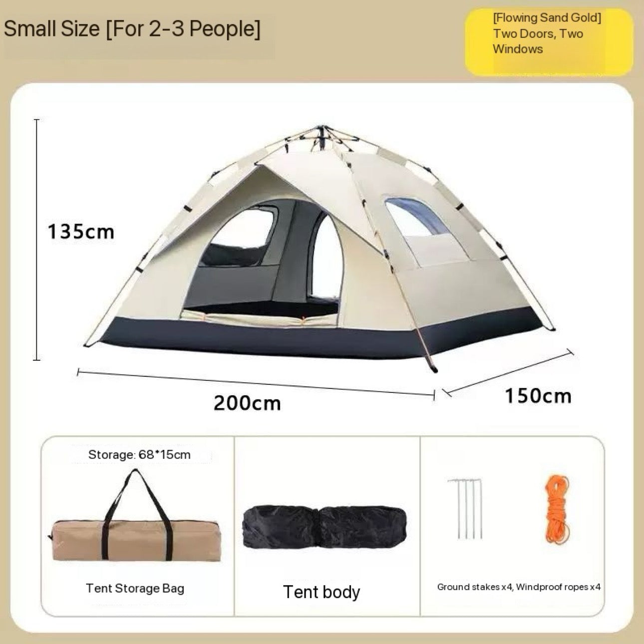 Fully Automatic super portable tent 2-3 Person All season full waterproof coating with net double door and windows best rated camping tent in Nepal