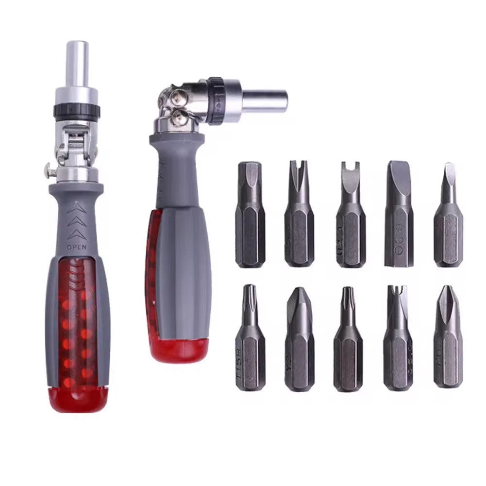 Super Premium 10 in 1 Multifunctional Ratchet Tool Screwdriver 180 Degree Inside Hexagon Adjustable Angle Mini Rapid Ratchet