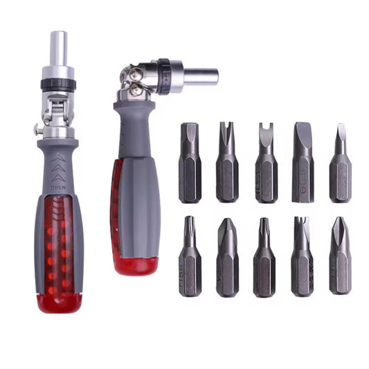 10 in 1 Multifunctional Ratchet Screwdriver 180 Degree Inside Hexagon Adjustable Angle Mini Rapid Ratchet