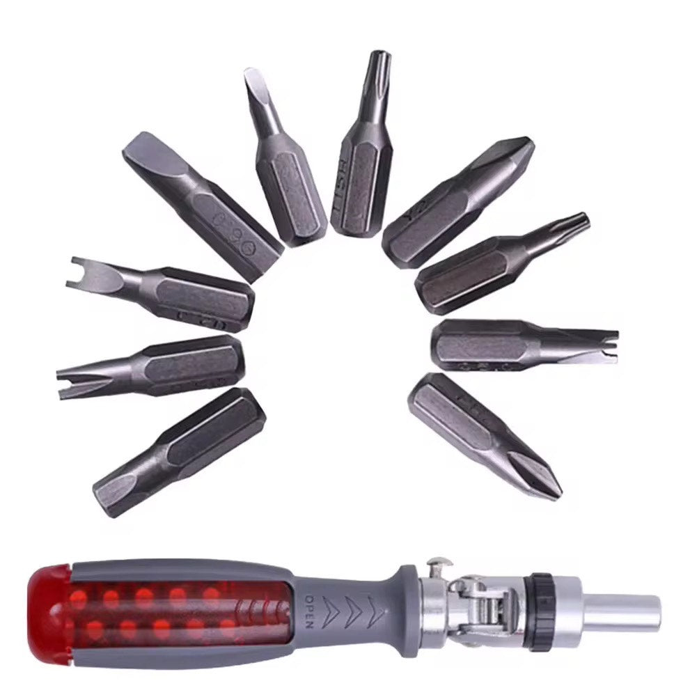 Super Premium 10 in 1 Multifunctional Ratchet Tool Screwdriver 180 Degree Inside Hexagon Adjustable Angle Mini Rapid Ratchet