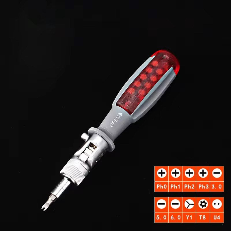 Super Premium 10 in 1 Multifunctional Ratchet Tool Screwdriver 180 Degree Inside Hexagon Adjustable Angle Mini Rapid Ratchet