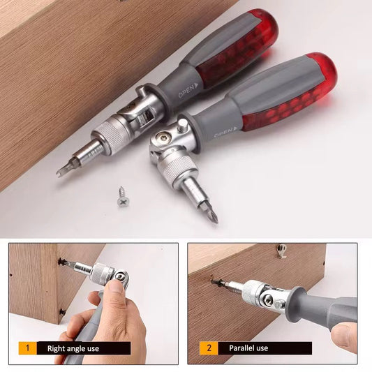 Super Premium 10 in 1 Multifunctional Ratchet Tool Screwdriver 180 Degree Inside Hexagon Adjustable Angle Mini Rapid Ratchet
