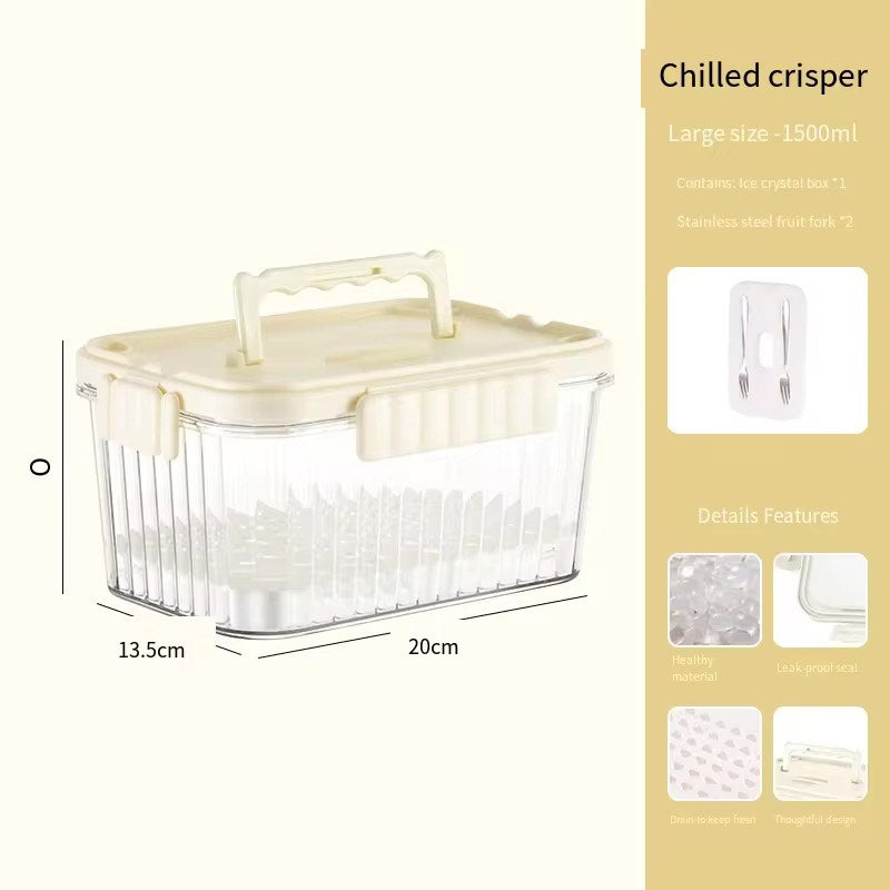 Outdoor Picnics Portable Plastic Transparent Crisper Box Vertical Stripes Fruits Storage Food Lunch Box