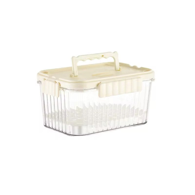 Outdoor Picnics Portable Plastic Transparent Crisper Box Vertical Stripes Fruits Storage Food Lunch Box