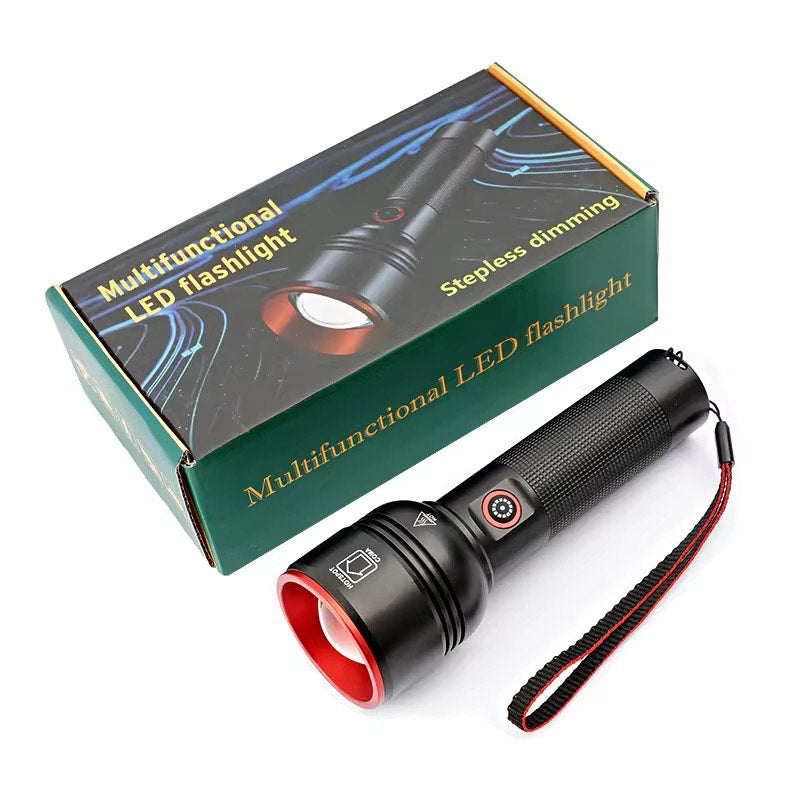 Camping Outdoor 2000m Long Range Bright Light Aluminium Alloy USB Rechargeable Telescopic Zoom White LED Torche Light Tactical Flashlight