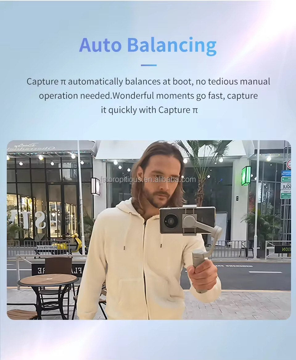 FUNSNAP Capture Foldable 3 Axis Handheld Gimbal Stabilizer Smartphone Capture Selfie Stick; Capture Your Every Camping and Outdoor Moment