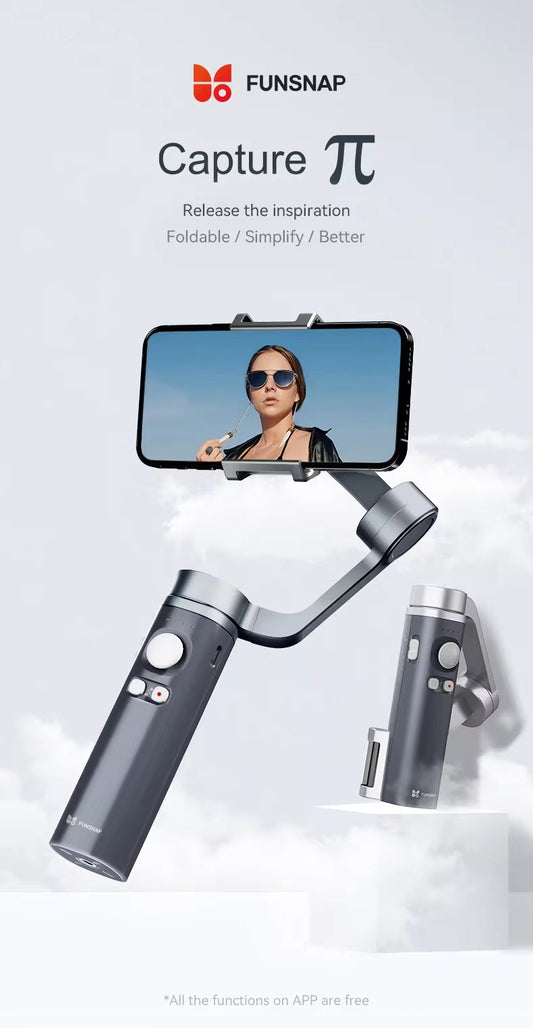 FUNSNAP Capture Foldable 3 Axis Handheld Gimbal Stabilizer Smartphone Capture Selfie Stick; Capture Your Every Camping and Outdoor Moment