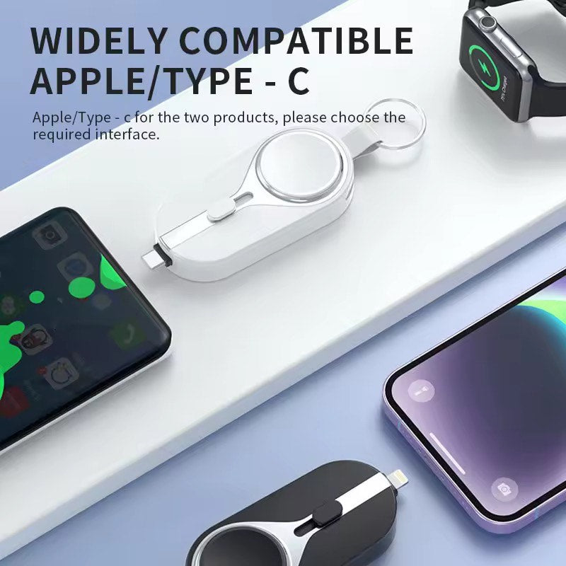 Multifunction Keychain Emergency Powerbank Large Capacity 4-in-1 Expansion Connector 3000mAH Wireless Charging For Mobile and Watch