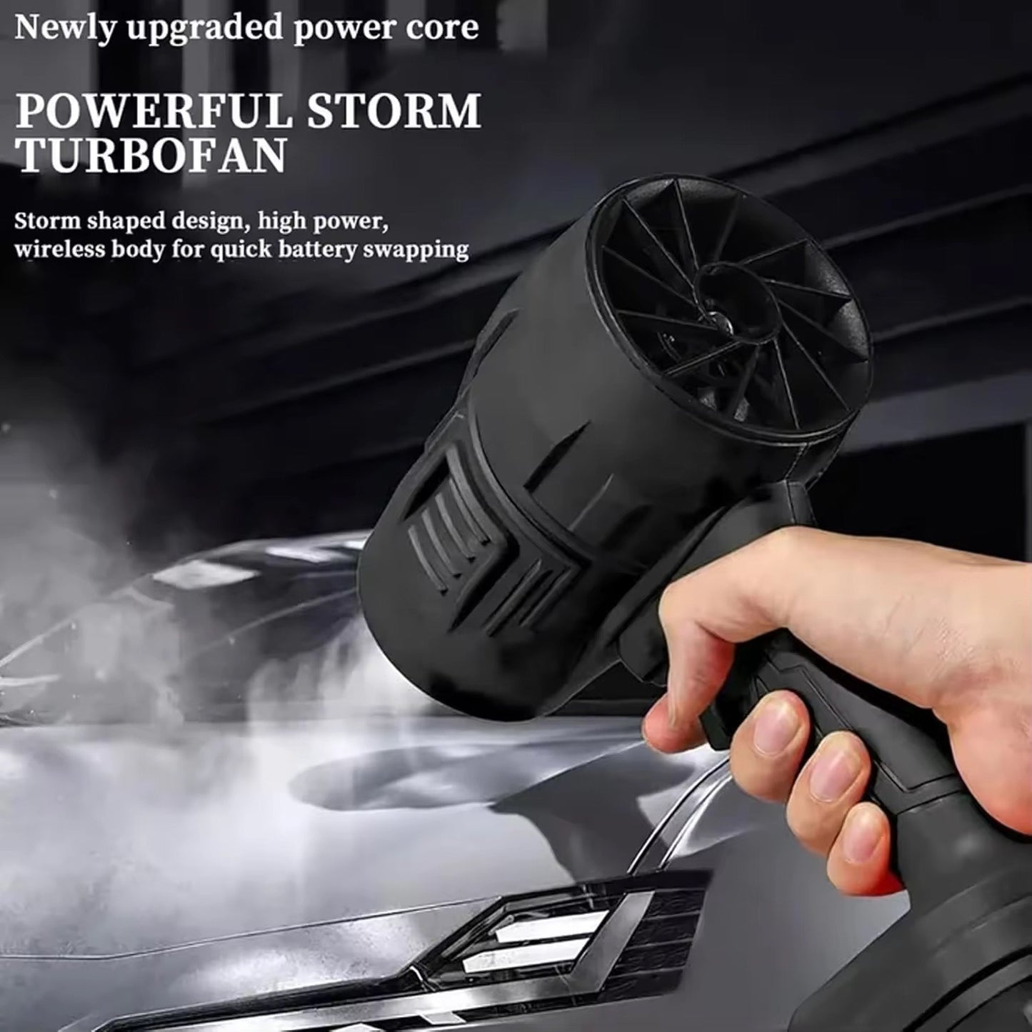 Portable Dust Cleaner,Seese Cordless Leaf Blower Handheld Air Blower Jet Fan Turbo Mini Compressed Electric High Pressure Blower Perfect For OutDoor And Camping Comes Along with 48v chargeable Battery