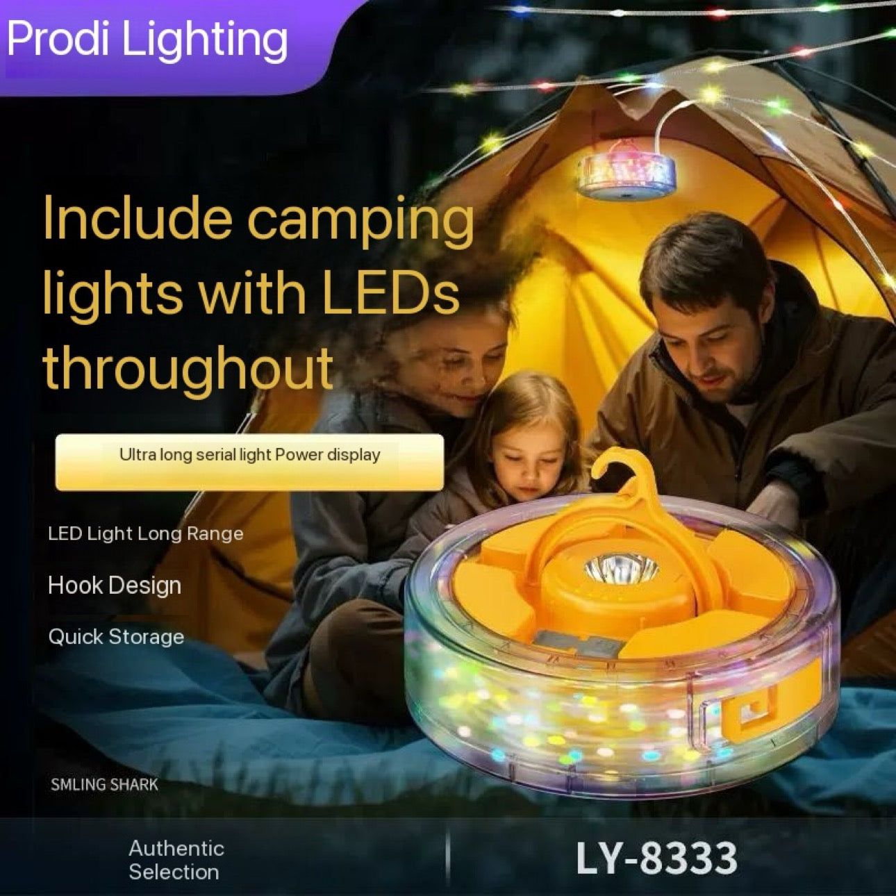 Camping Ambient LED String Lights 8 Meter Fairy Lights | Rotating Storage Waterproof USB Rechargeable Tent Decoration Light