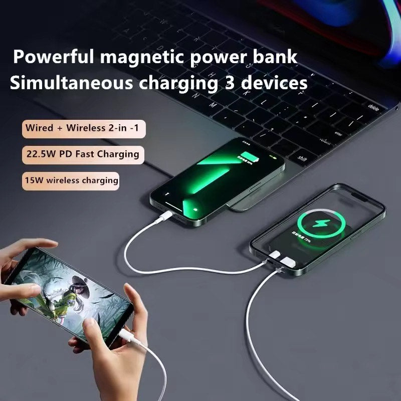 PD22.5W Magnetic Wireless Charger PowerBank 10000mah portable Fast Wireless Charging External PowerBank