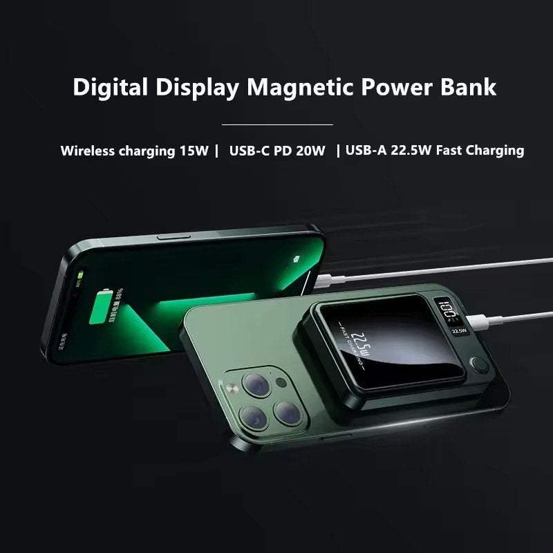 PD22.5W Magnetic Wireless Charger PowerBank 10000mah portable Fast Wireless Charging External PowerBank