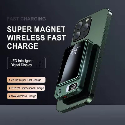PD22.5W Magnetic Wireless Charger PowerBank 10000mah portable Fast Wireless Charging External PowerBank