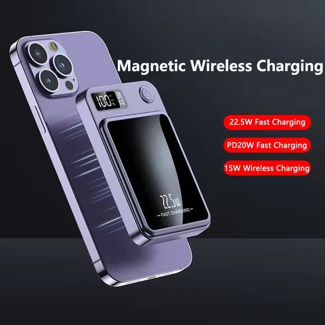 PD22.5W Magnetic Wireless Charger PowerBank 10000mah portable Fast Wireless Charging External PowerBank