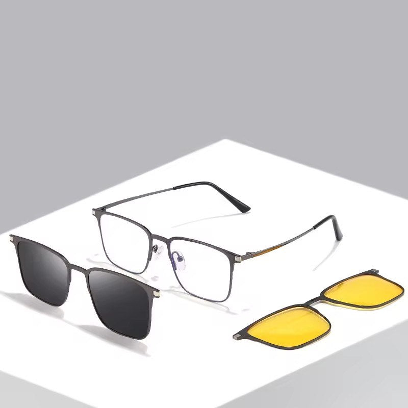 New 3 in 1 Magnetic Clip On Sunglasses With UV Ray Protection Polarized Anti Blue Light Sunglasses Perfect For Outing Such As Camping Trekking Picnic As Well As Daily Hangout