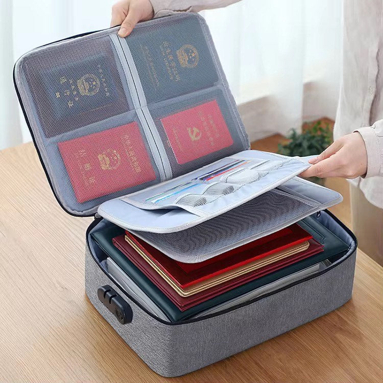 Multi-layer Certificate Document Holder Multipurpose Storage Bags Portable Passport Storage Waterproof Bag With Lock