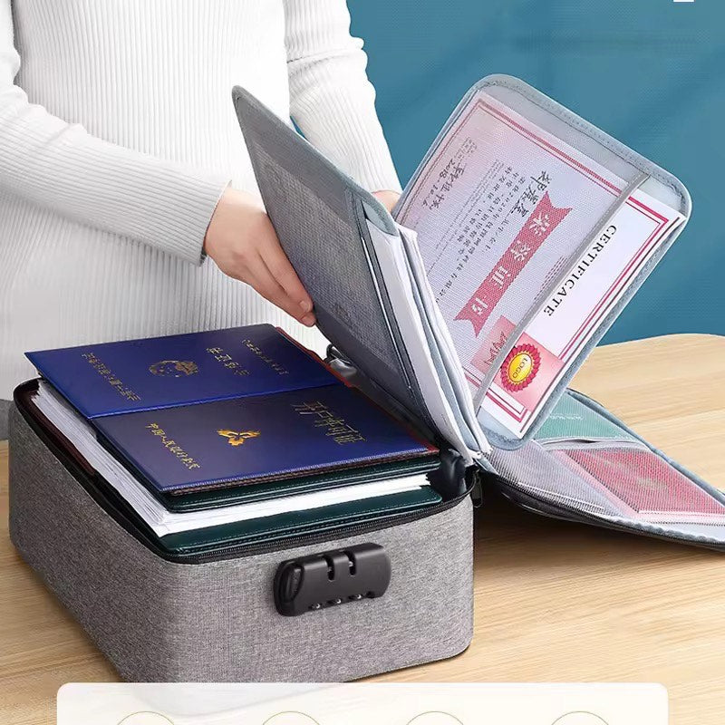 Multi-layer Certificate Document Holder Multipurpose Storage Bags Portable Passport Storage Waterproof Bag With Lock