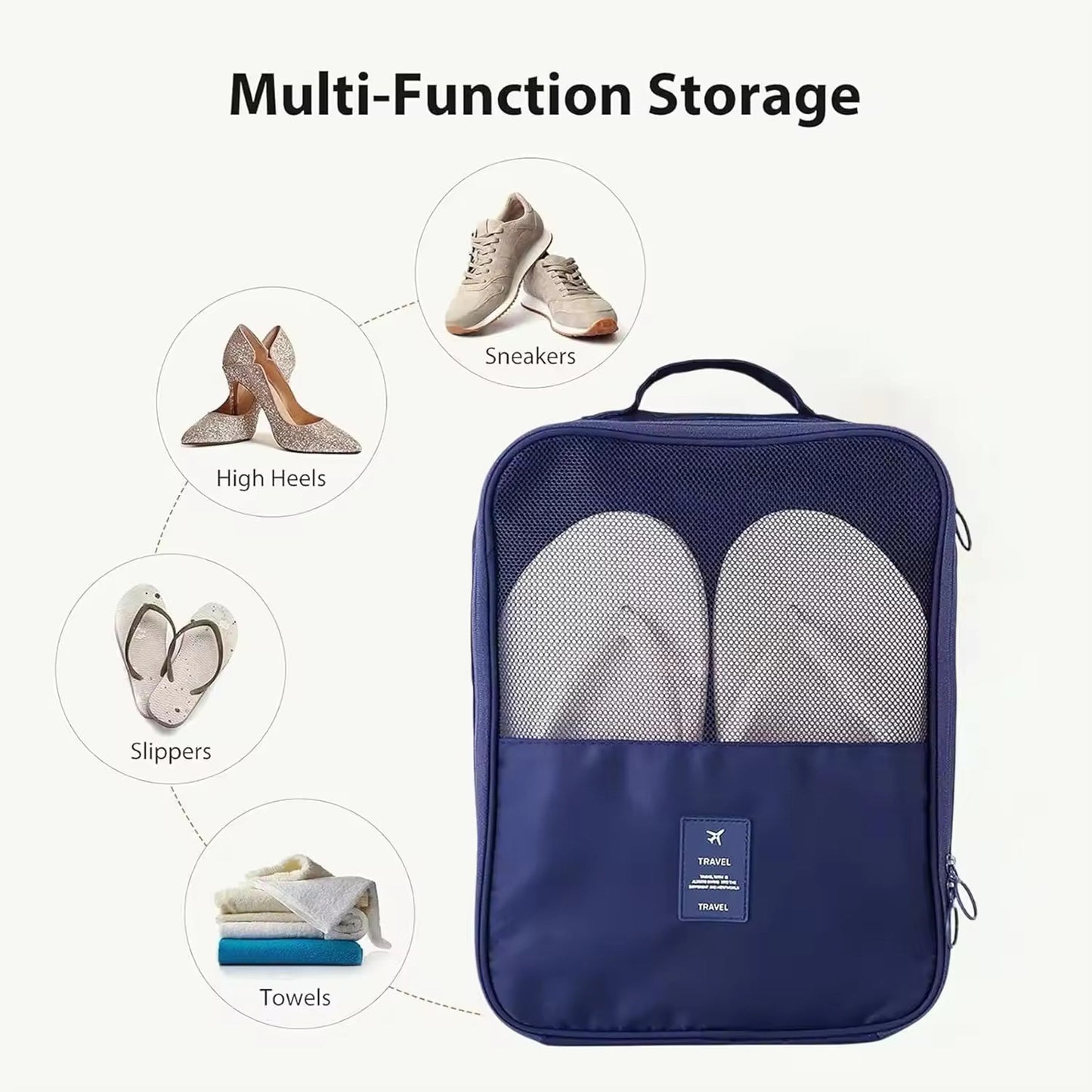 Travel 3 Layers Shoe Storage Bag Drawstring Shoe Bag Waterproof Dustproof Portable Large Capacity Shoe Pouch