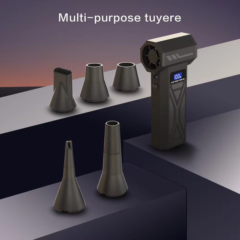 Super Hurricane Blower + Vacuum 💨 140,000 RPM High-Speed — Multifunctional Mini Air Blower for PC, Car Detailing, BBQ Camping Firestarting & Handheld Drying with Adjustable Wind Speeds Portable Hair Dryer - Camping BBQ Fire 5 in 1 use Machine