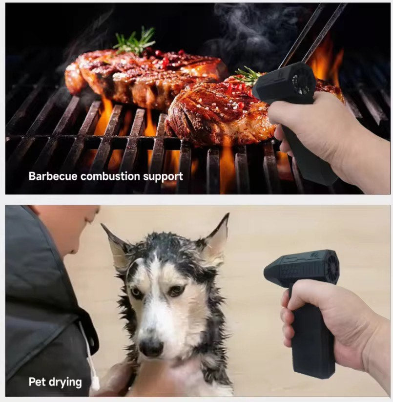 Super Hurricane Blower + Vacuum 💨 140,000 RPM High-Speed — Multifunctional Mini Air Blower for PC, Car Detailing, BBQ Camping Firestarting & Handheld Drying with Adjustable Wind Speeds Portable Hair Dryer - Camping BBQ Fire 5 in 1 use Machine