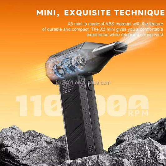 Super Hurricane Blower + Vacuum 💨 140,000 RPM High-Speed — Multifunctional Mini Air Blower for PC, Car Detailing, BBQ Camping Firestarting & Handheld Drying with Adjustable Wind Speeds Portable Hair Dryer - Camping BBQ Fire 5 in 1 use Machine