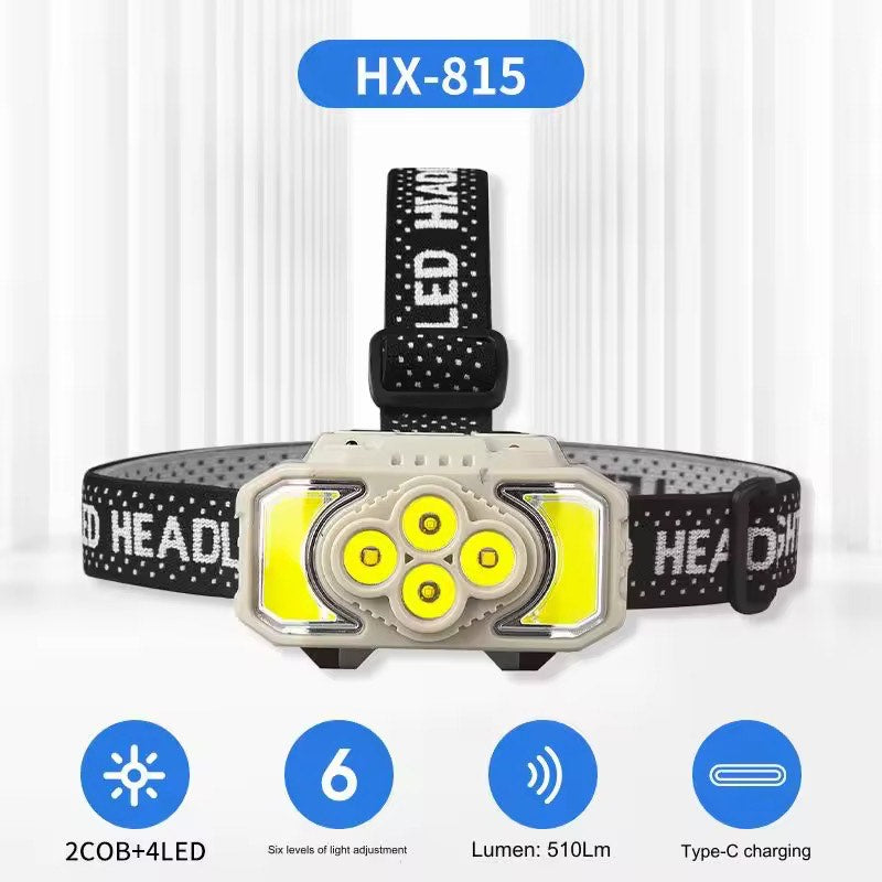 Super Bright Trekking Headlights XPE LED HeadLamp 5 Modes Motion Sensor Waterproof Headlight Farming Camping Red/White- Light Type C USB Head Lamp