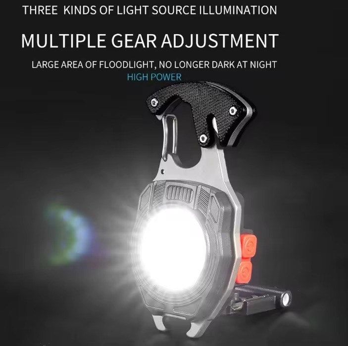 Multifunctional Portable USB Mini Keychain COB Work Lights Steam Repair Light Emergency Camping Light with Bottle Opener Electric Cigarette Lighter Rechargeable Torch Light