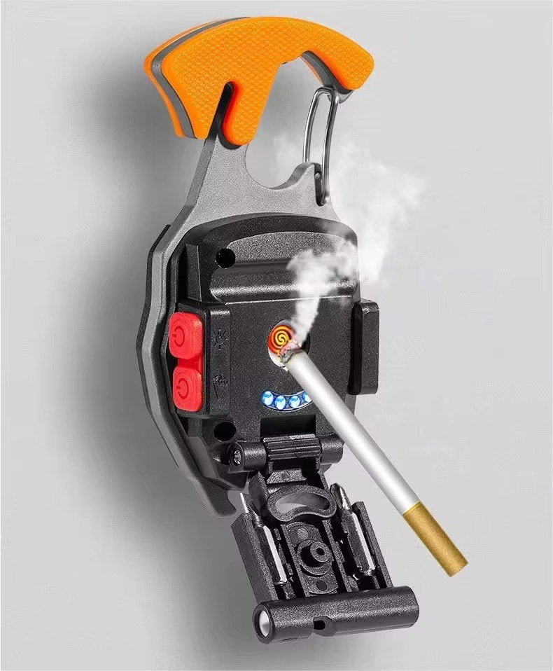 Multifunctional Portable USB Mini Keychain COB Work Lights Steam Repair Light Emergency Camping Light with Bottle Opener Electric Cigarette Lighter Rechargeable Torch Light