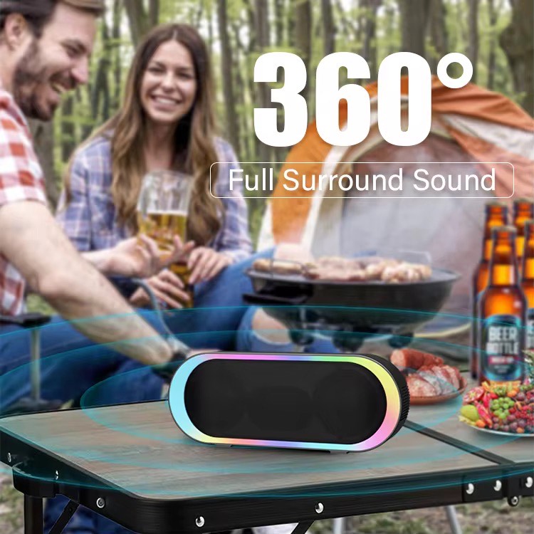 New Rixing NR-8877W RGB Bluetooth Speaker – 30W Portable Sound System with Dual Wireless Microphones