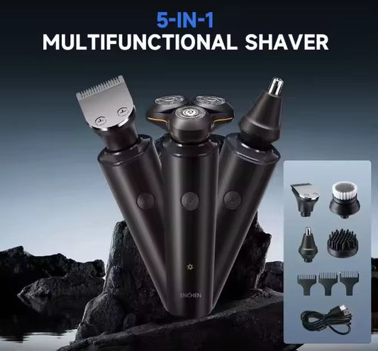 ENCHEN 5 in 1 Electric Shaver & Trimmer with 5 Heads Multi-Purpose Waterproof Type-C Rechargeable Portable Men Beard for Indoor/Outdoor Use Trimmer