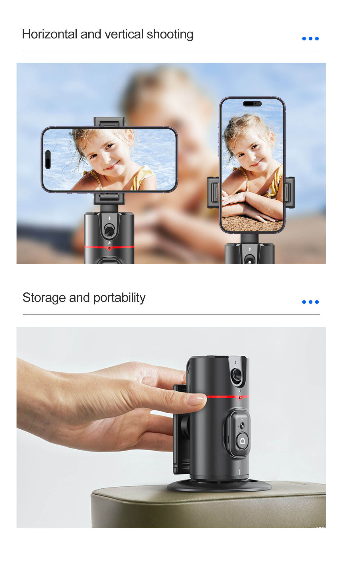 P02 AI Face Tracking Gimbal – Auto Tracking, 360° Rotation, Wireless Phone Stabilizer & Tripod for Solo Camping & Vlogging