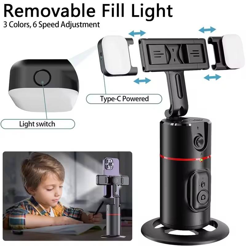 P02 AI Face Tracking Gimbal – Auto Tracking, 360° Rotation, Wireless Phone Stabilizer & Tripod for Solo Camping & Vlogging