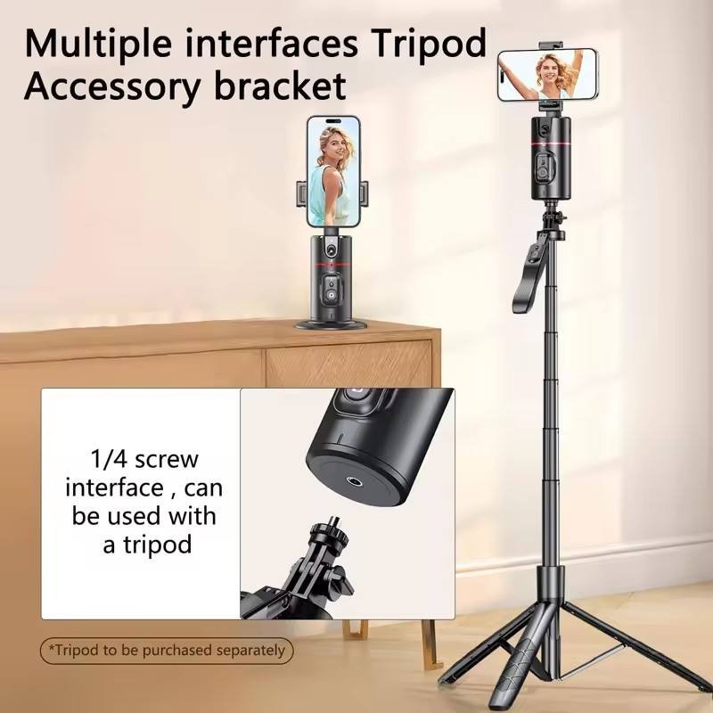 P02 AI Face Tracking Gimbal – Auto Tracking, 360° Rotation, Wireless Phone Stabilizer & Tripod for Solo Camping & Vlogging