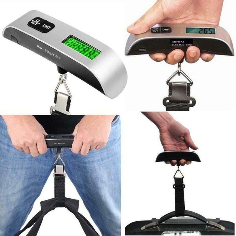 Portable Electronic Luggage Scale T-Shaped Travel Accessory 50 kg/110Lb Capacity With Hanging LCD Backlight Display Hook Weighing Scale For Travelers